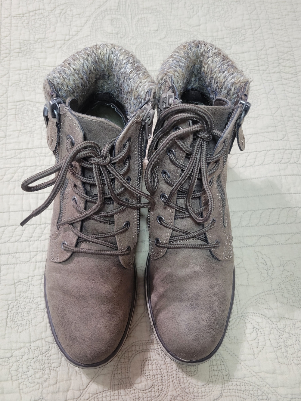 Cliffs by WHITE MOUNTAIN Taupe Lace-Up Faux-Suede Ankle Boots